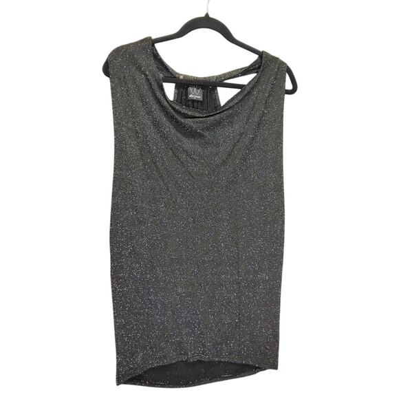 Ella Moss Shirt Top Womens Size XS Halter Top Black Gold Glitter Open Back - Picture 1 of 8